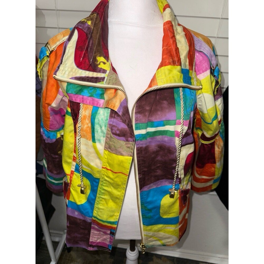 Berek Vintage Art to Wear Abstract Geometric Full Zip Jacket Small